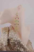 Gold Multicolor CZ Drop Earrings – Indian Bridal Statement Jewelry