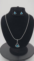 Triangle CZ Pendant Necklace Set | Silver Geometric Jewelry Gift