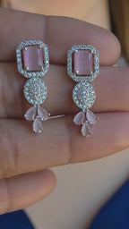 CZ Choker Necklace Set Pink Green Red Indian Bridal Jewelry Jiya