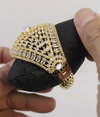Statement CZ Openable Cuff Bracelet – Adjustable Bridal Wedding Kada, Gold, Multicolor or Magenta