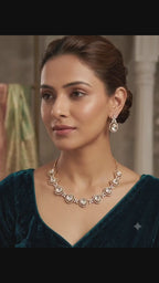 Gold Tone Kundan Polki CZ Necklace Set | Indian Pakistani Bridal Wedding Jewelry – Chanda
