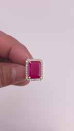 Gold Finish Emerald Cut CZ Statement Ring | Adjustable Indian Cocktail Ring