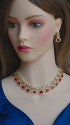 CZ Teardrop Necklace Set Multicolor Indian Bridal Jewelry Gulnar