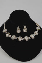 Gold Tone Kundan Polki CZ Necklace Set | Indian Pakistani Bridal Wedding Jewelry – Chanda