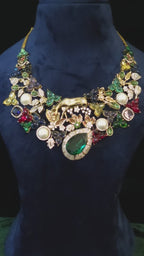 Emerald Garden Deer Statement Necklace & Earring Set Hirani