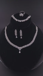 American Diamond Bridal Jewelry Set – Necklace, Earrings, Bracelet, Ring