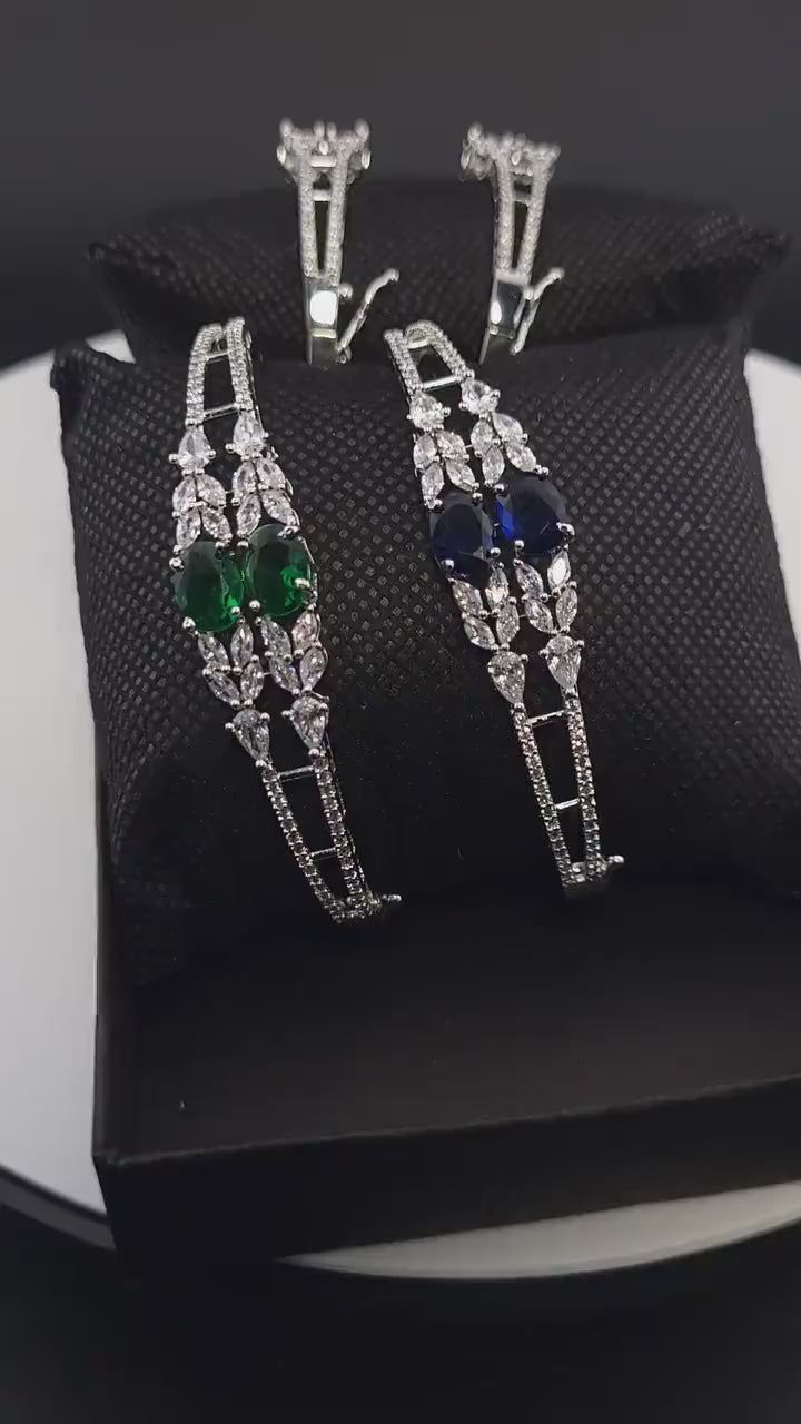CZ Statement Bracelet – Green, Red or Purple, Bridal & Bridesmaid Jewelry