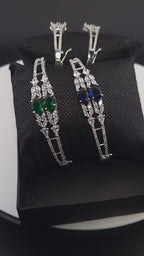 CZ Statement Bracelet – Green, Red or Purple, Bridal & Bridesmaid Jewelry