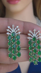 Emerald Green Multi-Row Collar Choker Necklace Set Bridal CZ Jewelry Anaya