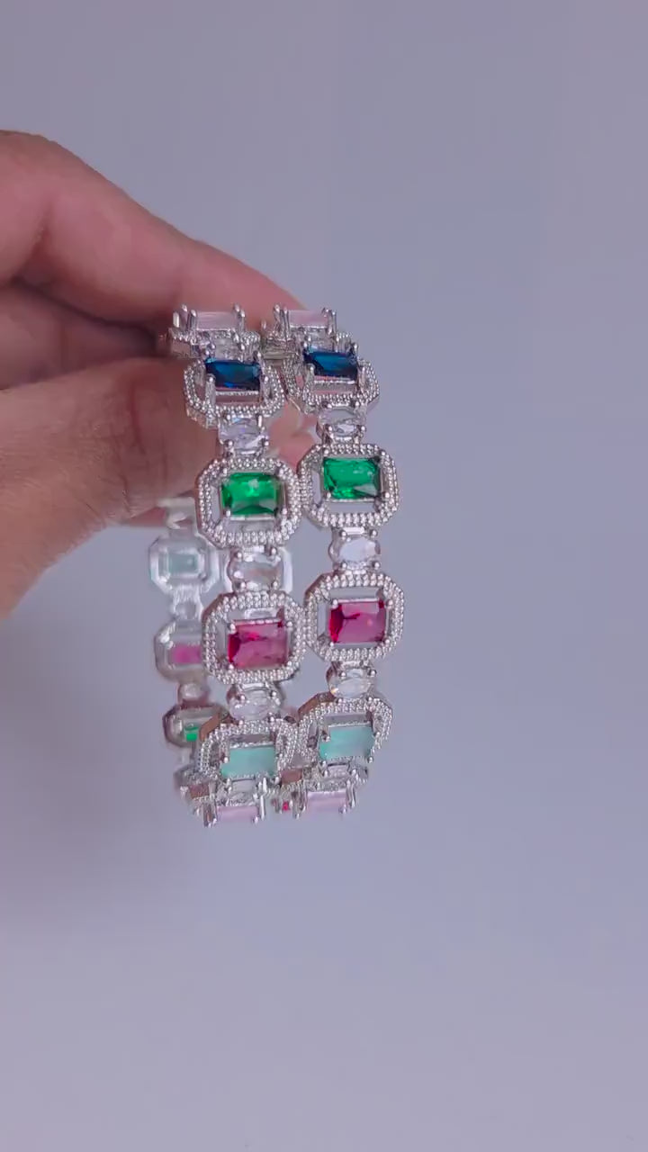 Multicolor CZ Bangle Set – Rainbow Indian Wedding & Festive Jewelry