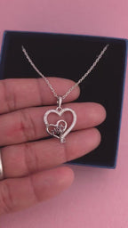 Sterling Silver Mom Heart Necklace with Cubic Zirconia, Minimalist Jewelry