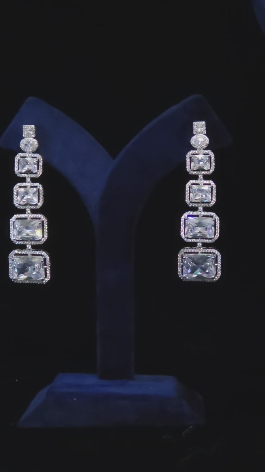 Tiered Emerald-Cut CZ Dangler Earrings – Elowen