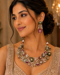 Multicolor Floral Garden CZ Necklace & Earring Set - Riya