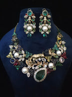 Emerald Garden Deer Statement Necklace & Earring Set Hirani