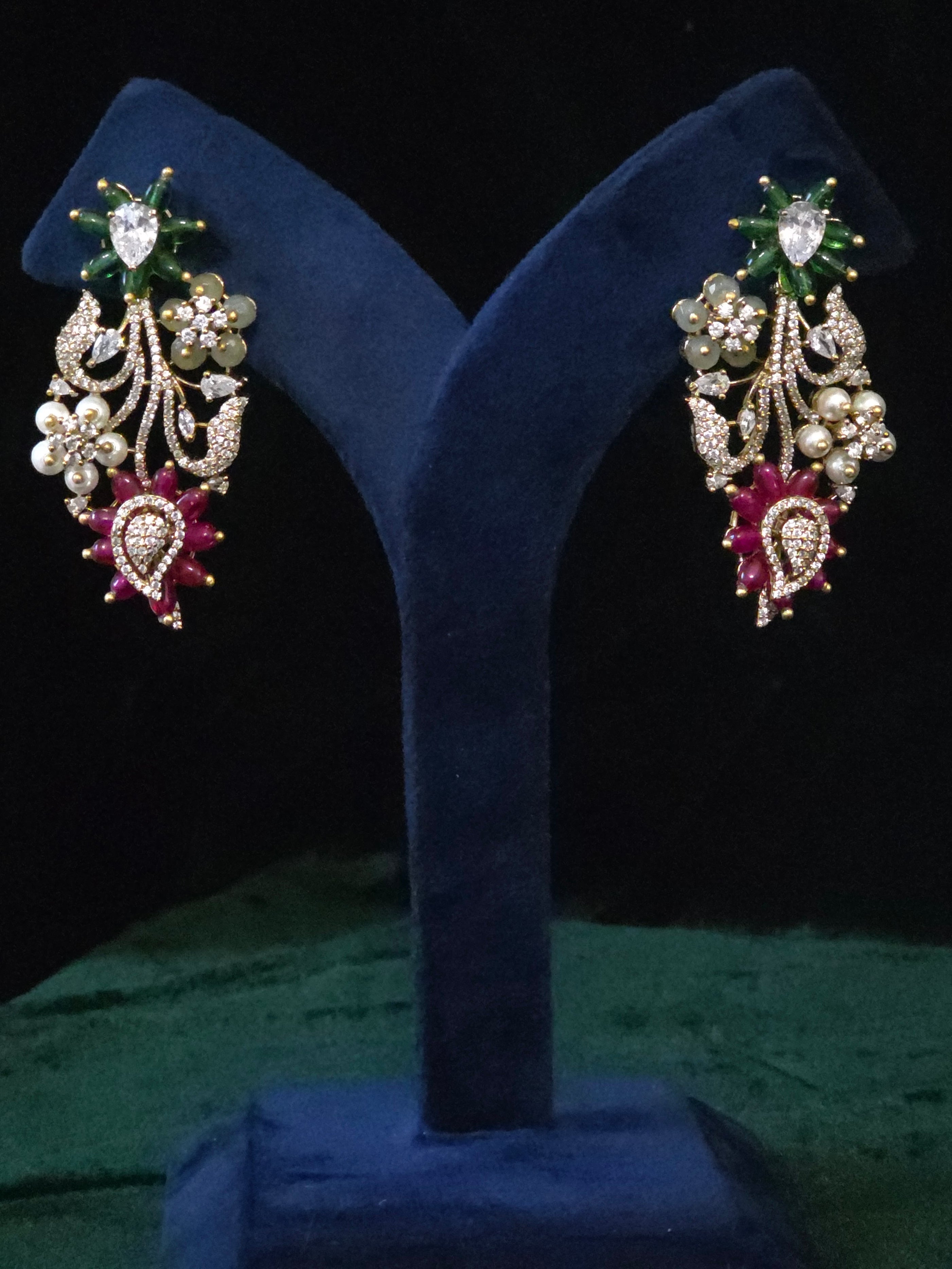 Multicolor Floral Garden CZ Necklace & Earring Set - Riya