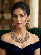 Multicolor Floral Garden CZ Necklace & Earring Set - Riya