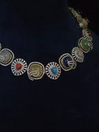 Turkish Kundan Multicolor Cabochon Collar Necklace & Stud Earring Set – Kalindi