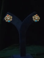 Navratna Polki Kundan Pearl Choker & Stud Earring Set – Sohana