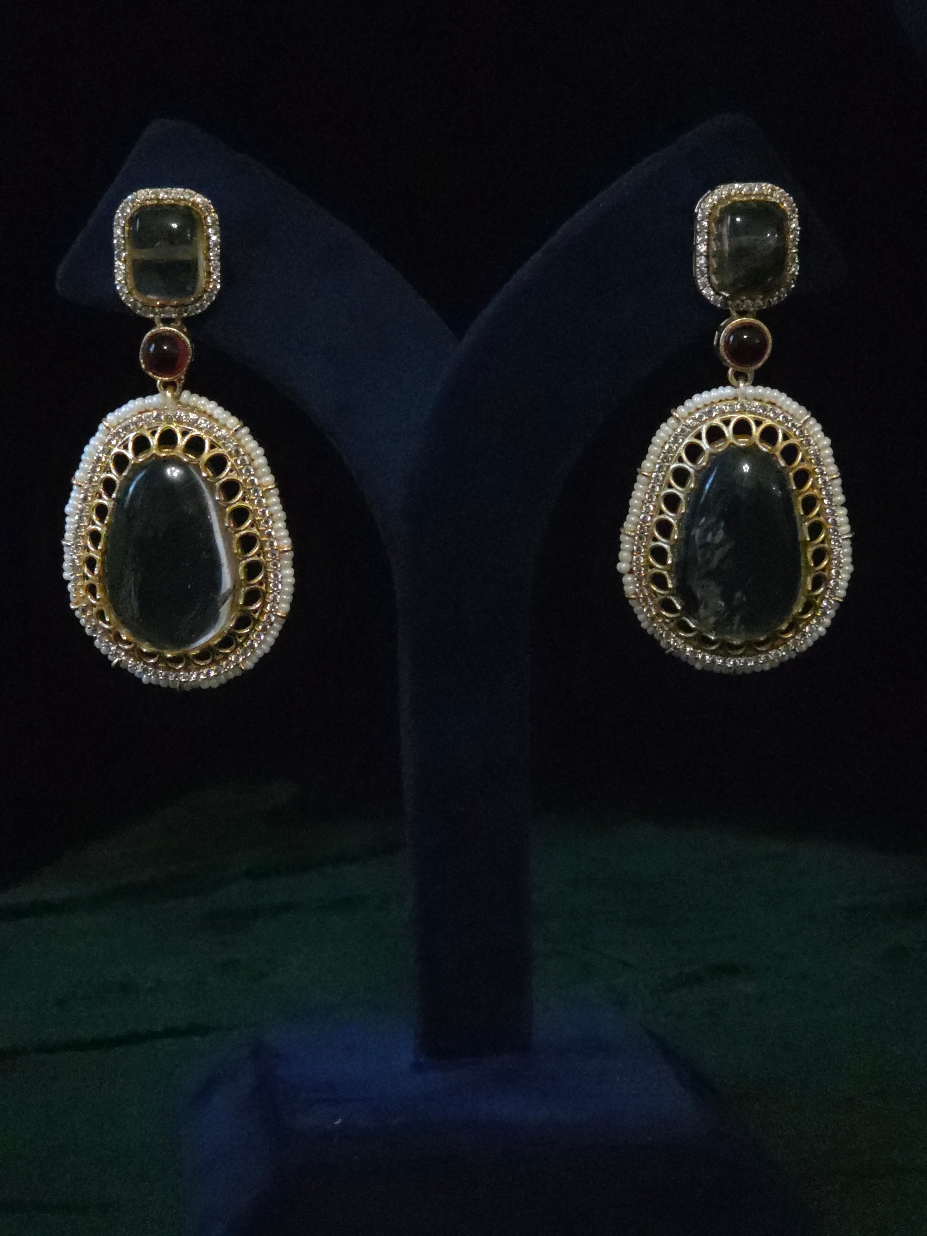 Navratna Kundan Polki Choker Necklace Set - Nadia
