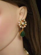 Navratna Kundan Floral Cabochon Choker & Earring Set – Kamala