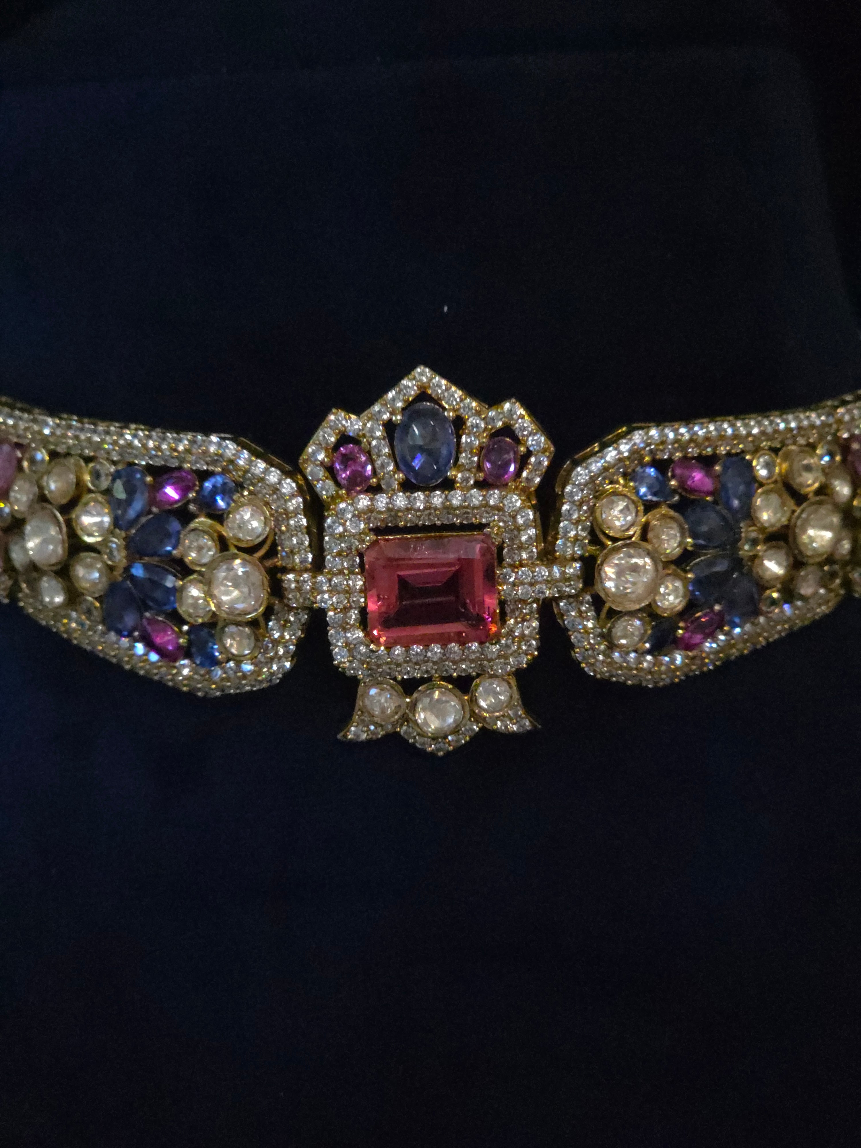 Mughal Polki Moissanite Wide-Band Choker & Stud Earring Set – Shahana