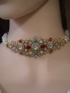 Navratna Polki Kundan Pearl Choker & Stud Earring Set – Sohana