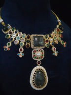 Navratna Kundan Polki Choker Necklace Set - Nadia