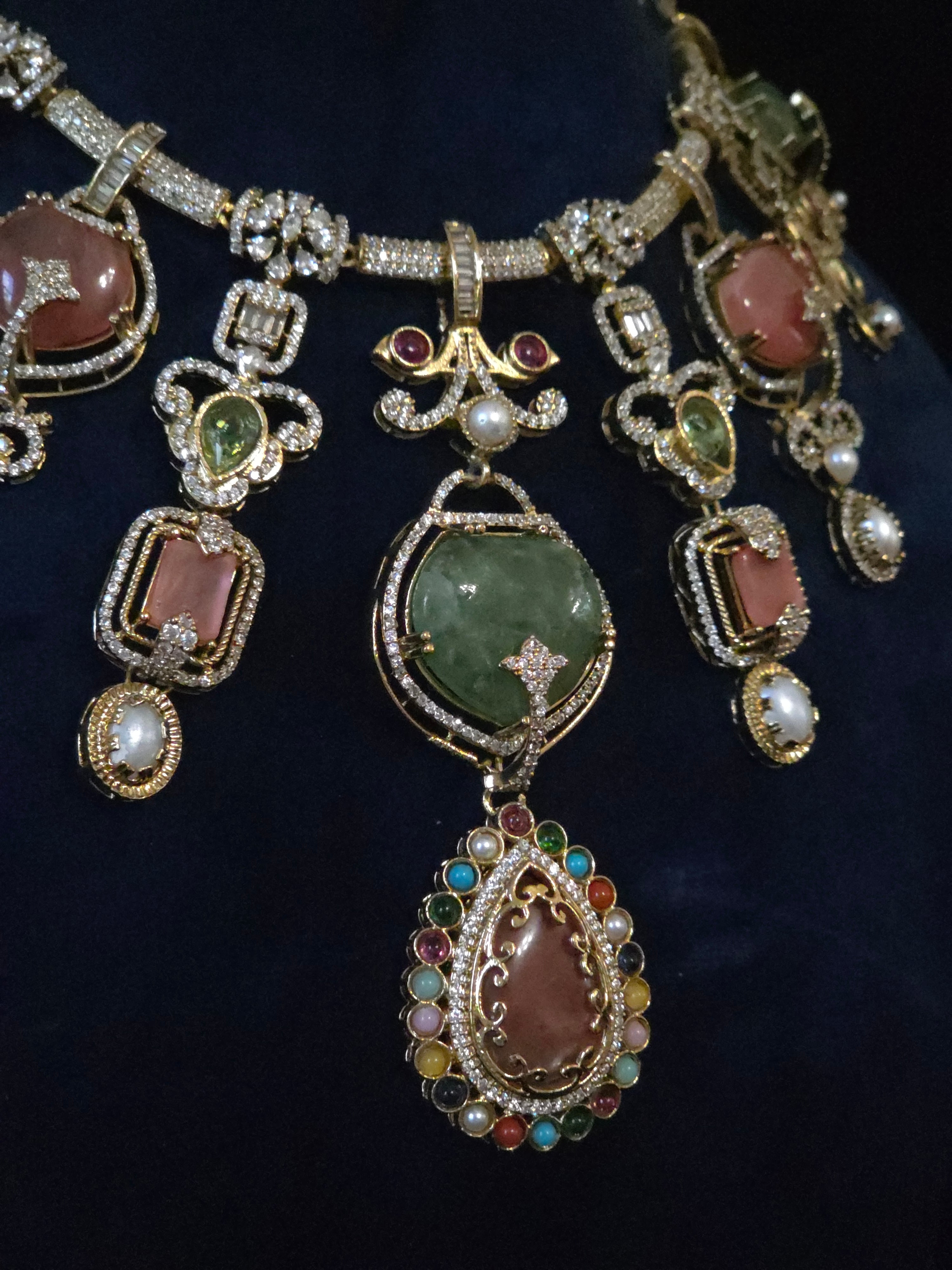 Multicolor Heritage Statement Necklace & Earrings Set - Padmini