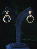 Sapphire CZ Wide V-Collar Necklace & Round Drop Earring Set – Azura