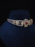 Mughal Polki Moissanite Wide-Band Choker & Stud Earring Set – Shahana